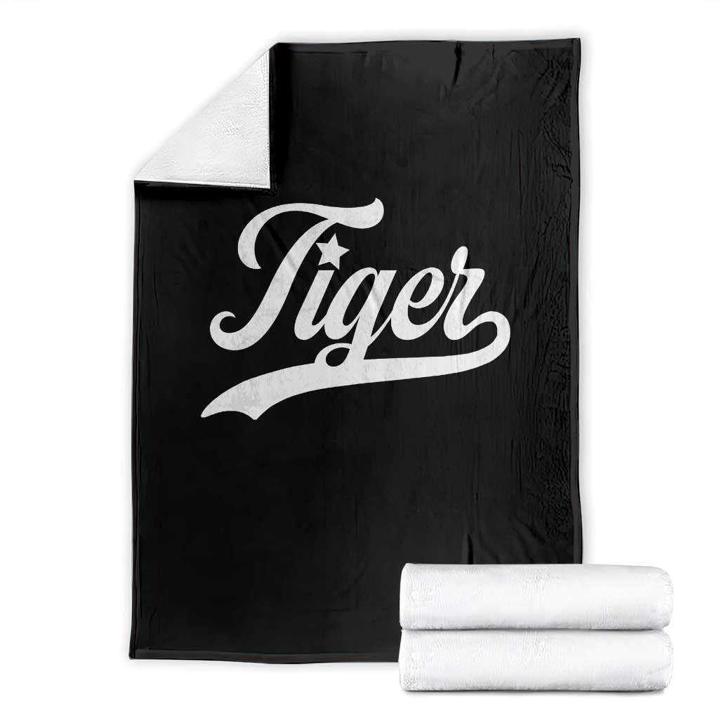 Retro Script Tiger Throw Blanket Vintage Sports Team Name TS10 Black Print Your Wear