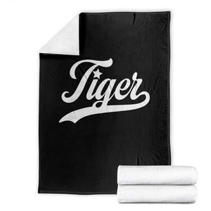 Retro Script Tiger Throw Blanket Vintage Sports Team Name TS10 Black Print Your Wear