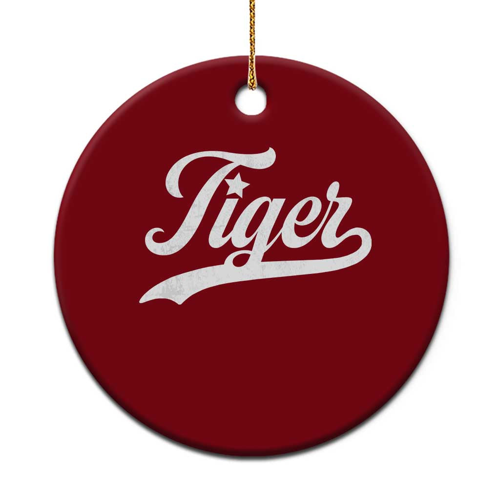 Retro Script Tiger Ceramic Ornament Vintage Sports Team Name TS10 1pc Red Print Your Wear