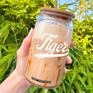 Retro Script Tiger Glass Can Vintage Sports Team Name TS10 Black Print Your Wear