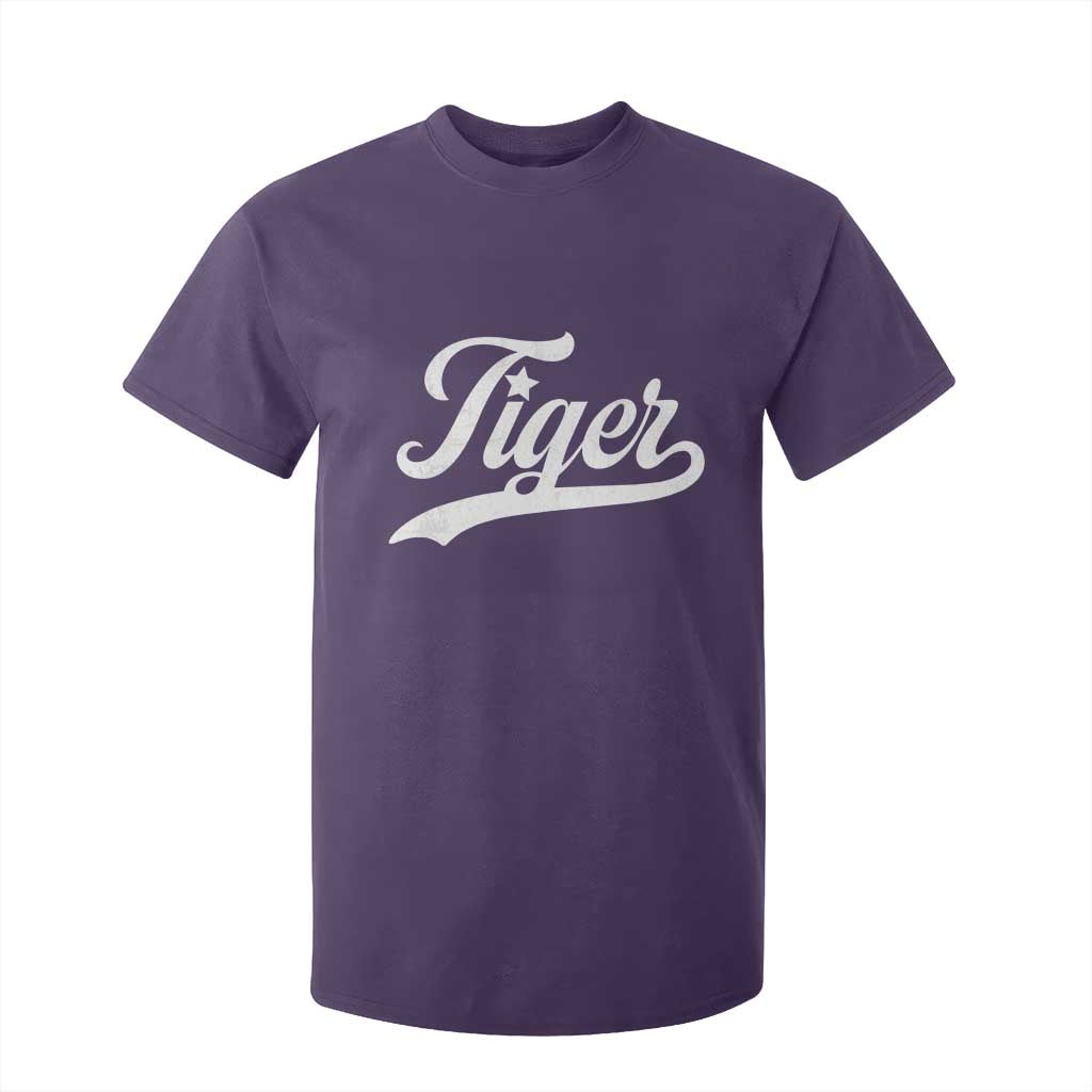 Retro Script Tiger T Shirt For Kid Vintage Sports Team Name TS10 Purple Print Your Wear