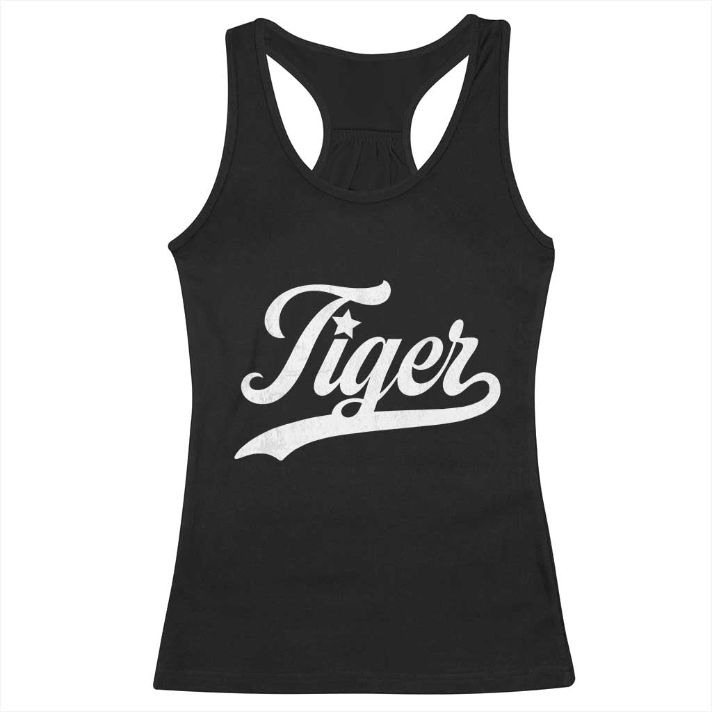 Retro Script Tiger Racerback Tank Top Vintage Sports Team Name TS10 Black Print Your Wear