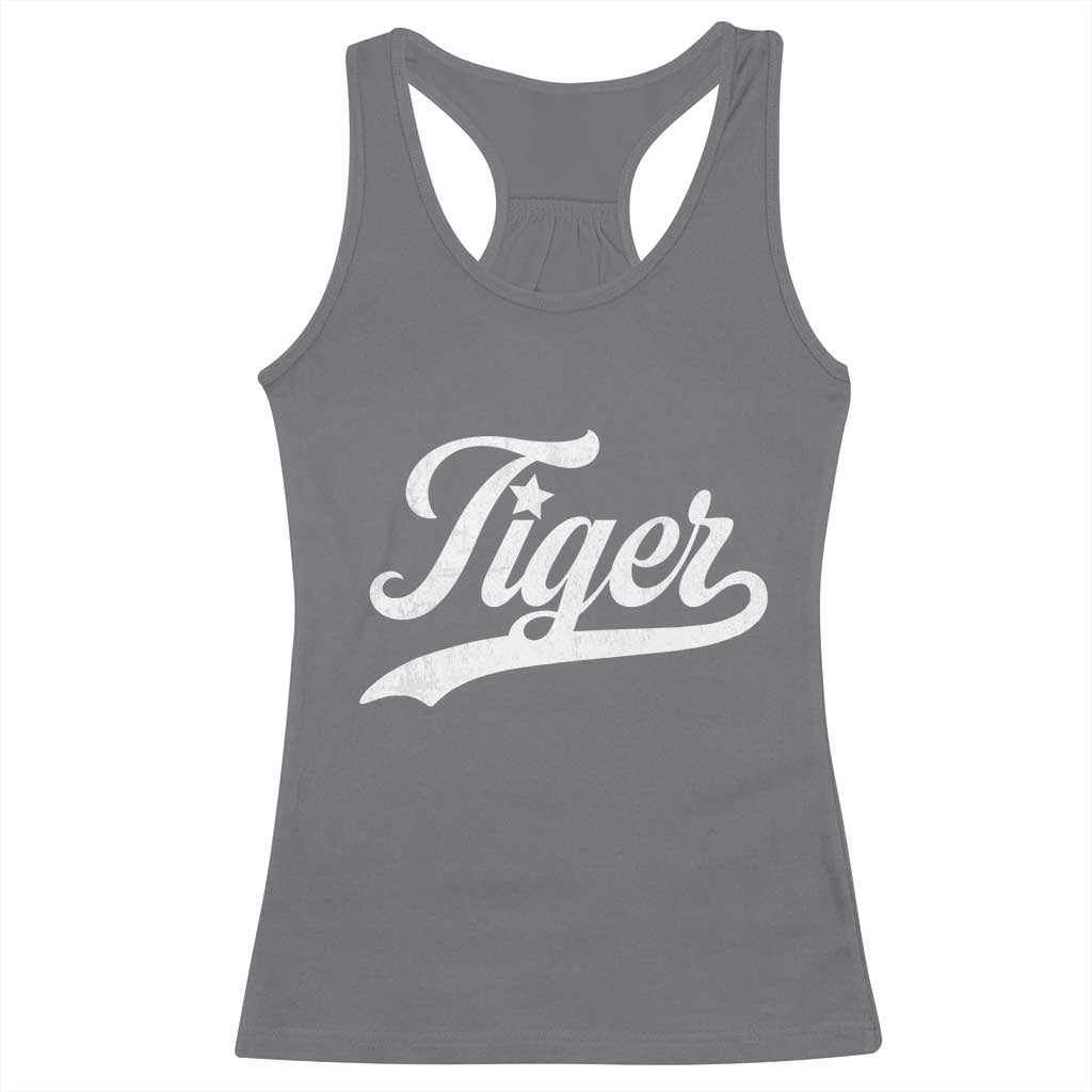 Retro Script Tiger Racerback Tank Top Vintage Sports Team Name TS10 Charcoal Print Your Wear