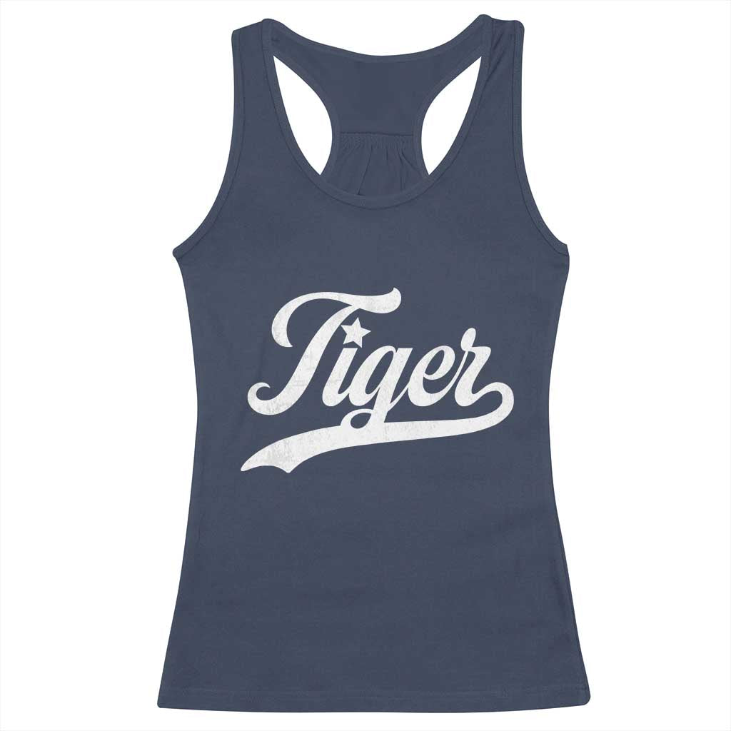 Retro Script Tiger Racerback Tank Top Vintage Sports Team Name TS10 Navy Print Your Wear