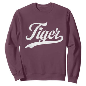 Retro Script Tiger Sweatshirt Vintage Sports Team Name TS10 Maroon Print Your Wear