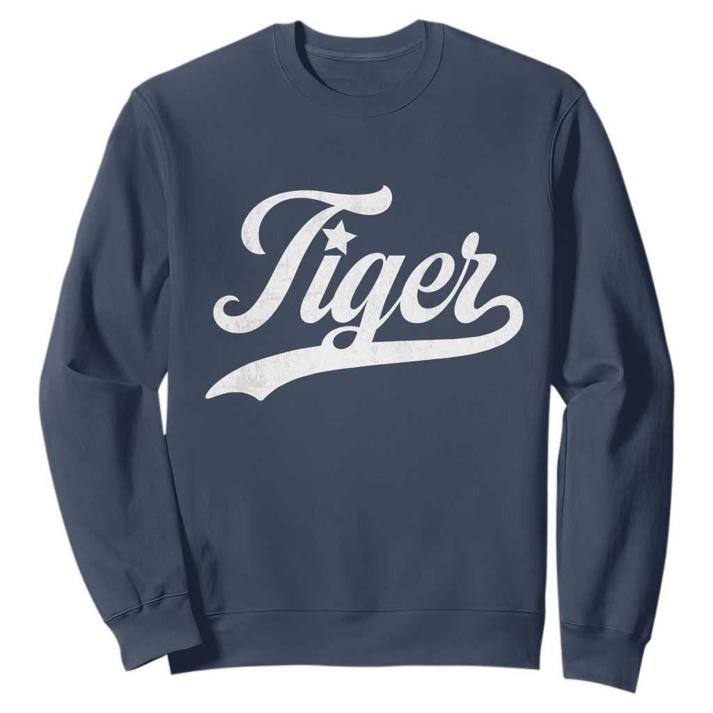 Retro Script Tiger Sweatshirt Vintage Sports Team Name TS10 Navy Print Your Wear