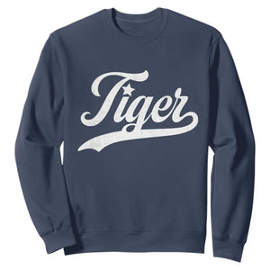 Retro Script Tiger Sweatshirt Vintage Sports Team Name TS10 Navy Print Your Wear