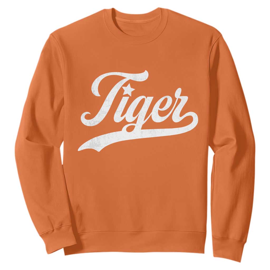 Retro Script Tiger Sweatshirt Vintage Sports Team Name TS10 Orange Print Your Wear