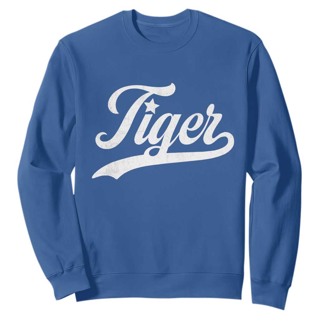 Retro Script Tiger Sweatshirt Vintage Sports Team Name TS10 Royal Blue Print Your Wear