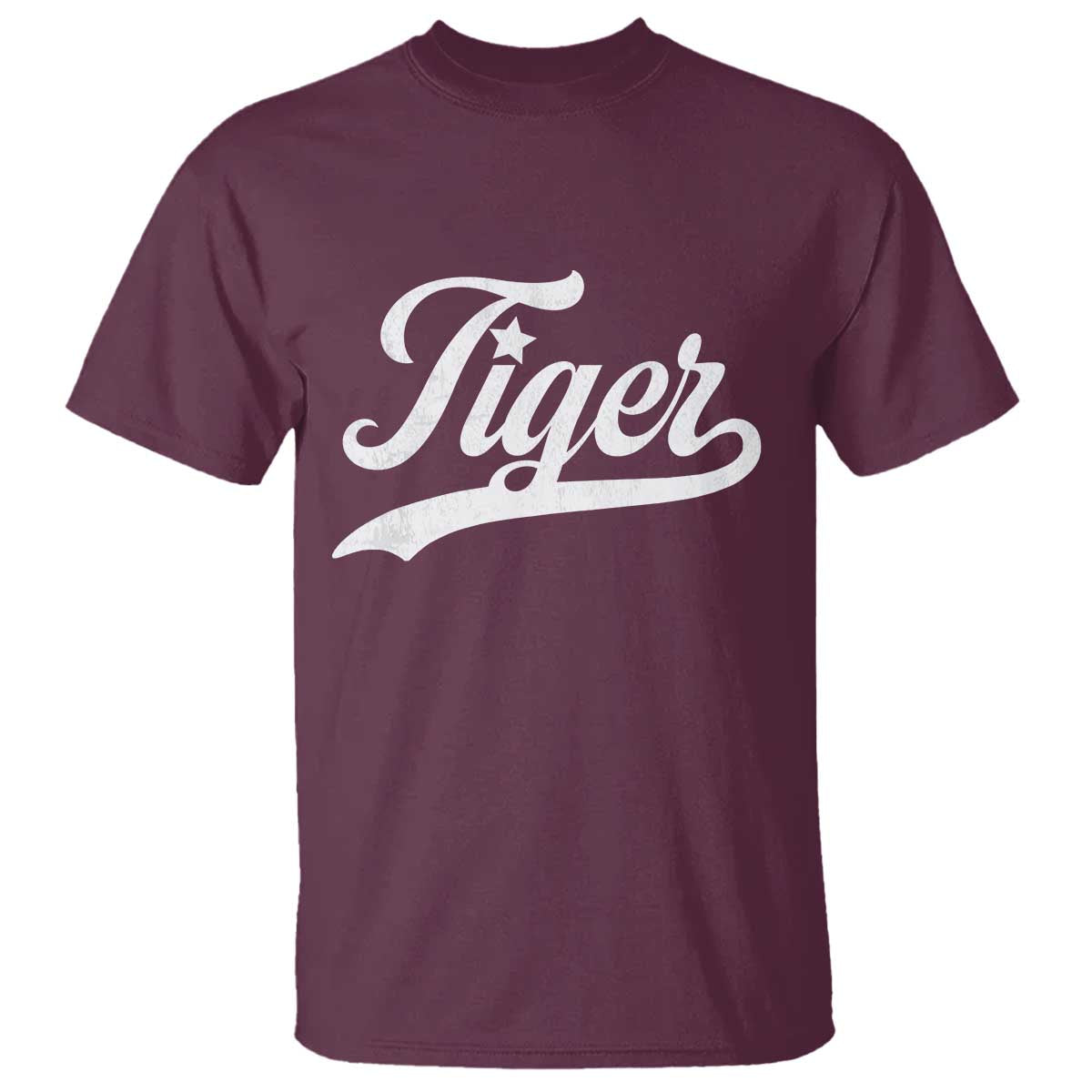 Retro Script Tiger T Shirt Vintage Sports Team Name TS10 Maroon Print Your Wear