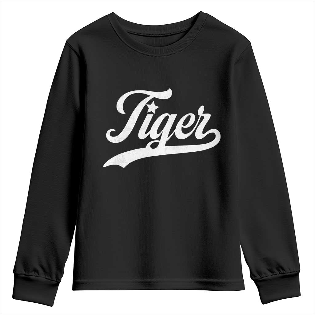 Retro Script Tiger Youth Sweatshirt Vintage Sports Team Name TS10 Black Print Your Wear