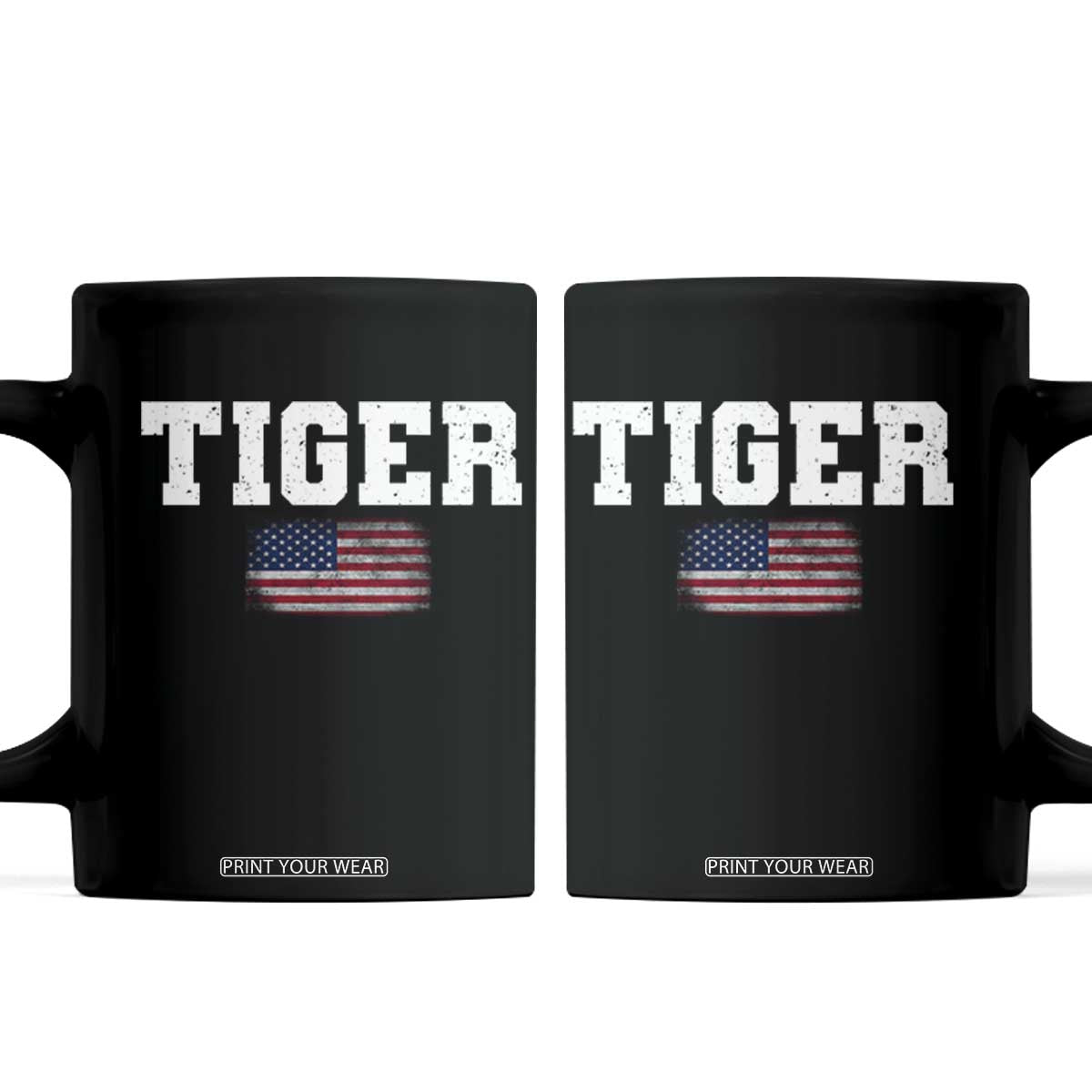 Classic Tiger Coffee Mug Retro Varsity Vintage Sports Team Name USA Flag TS10 Black Print Your Wear