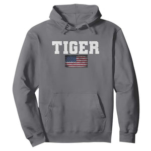 Classic Tiger Hoodie Retro Varsity Vintage Sports Team Name USA Flag TS10 Charcoal Print Your Wear