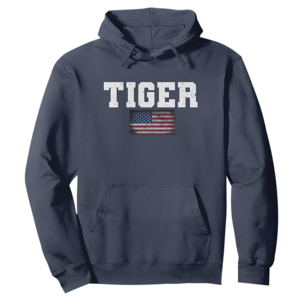 Classic Tiger Hoodie Retro Varsity Vintage Sports Team Name USA Flag TS10 Navy Print Your Wear