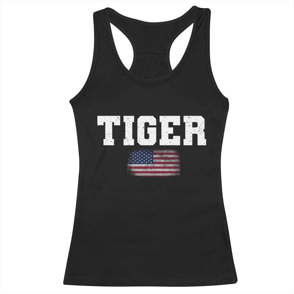 Classic Tiger Racerback Tank Top Retro Varsity Vintage Sports Team Name USA Flag TS10 Black Print Your Wear