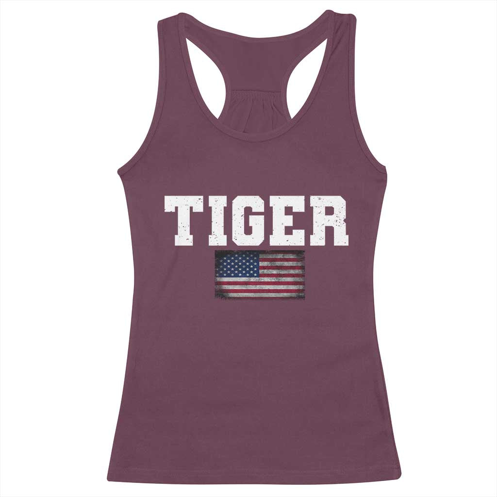 Classic Tiger Racerback Tank Top Retro Varsity Vintage Sports Team Name USA Flag TS10 Maroon Print Your Wear