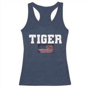 Classic Tiger Racerback Tank Top Retro Varsity Vintage Sports Team Name USA Flag TS10 Navy Print Your Wear