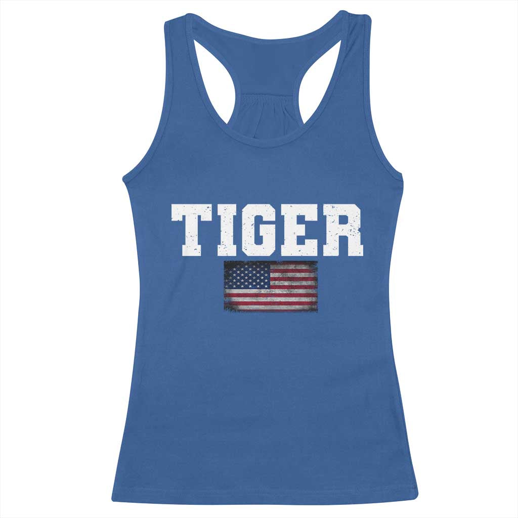 Classic Tiger Racerback Tank Top Retro Varsity Vintage Sports Team Name USA Flag TS10 Royal Blue Print Your Wear