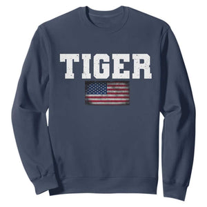 Classic Tiger Sweatshirt Retro Varsity Vintage Sports Team Name USA Flag TS10 Navy Print Your Wear