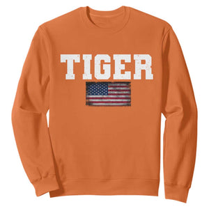 Classic Tiger Sweatshirt Retro Varsity Vintage Sports Team Name USA Flag TS10 Orange Print Your Wear