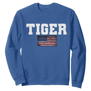 Classic Tiger Sweatshirt Retro Varsity Vintage Sports Team Name USA Flag TS10 Royal Blue Print Your Wear