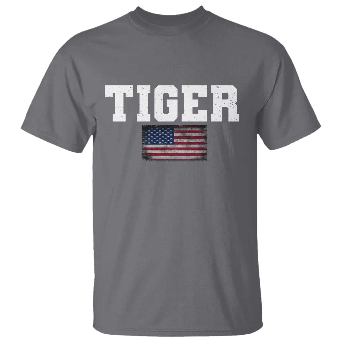 Classic Tiger T Shirt Retro Varsity Vintage Sports Team Name USA Flag TS10 Charcoal Print Your Wear