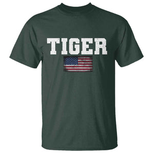 Classic Tiger T Shirt Retro Varsity Vintage Sports Team Name USA Flag TS10 Dark Forest Green Print Your Wear