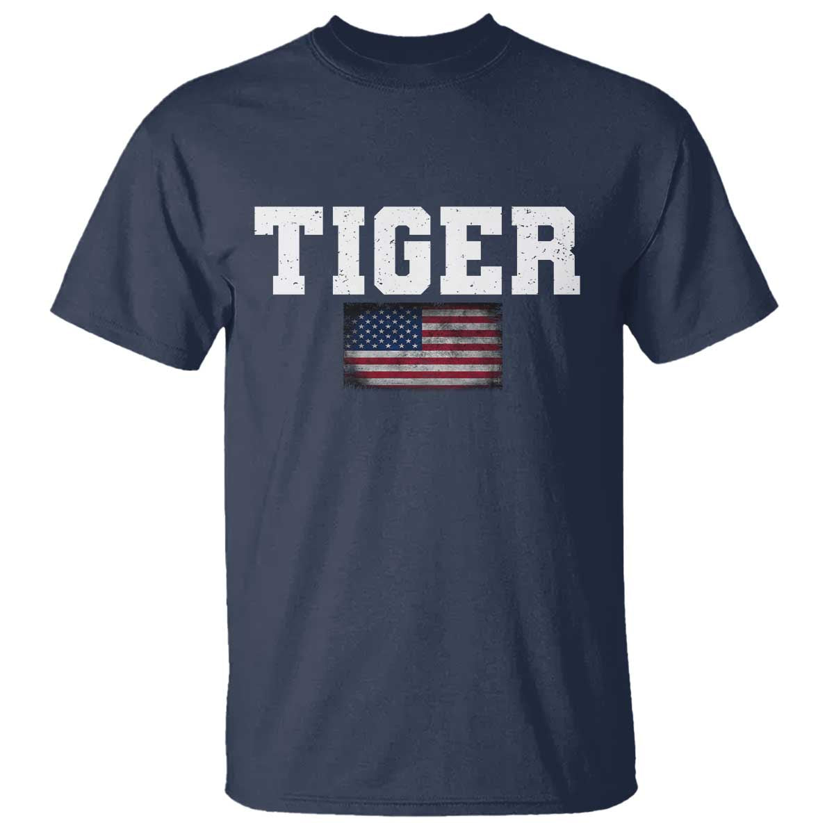 Classic Tiger T Shirt Retro Varsity Vintage Sports Team Name USA Flag TS10 Navy Print Your Wear
