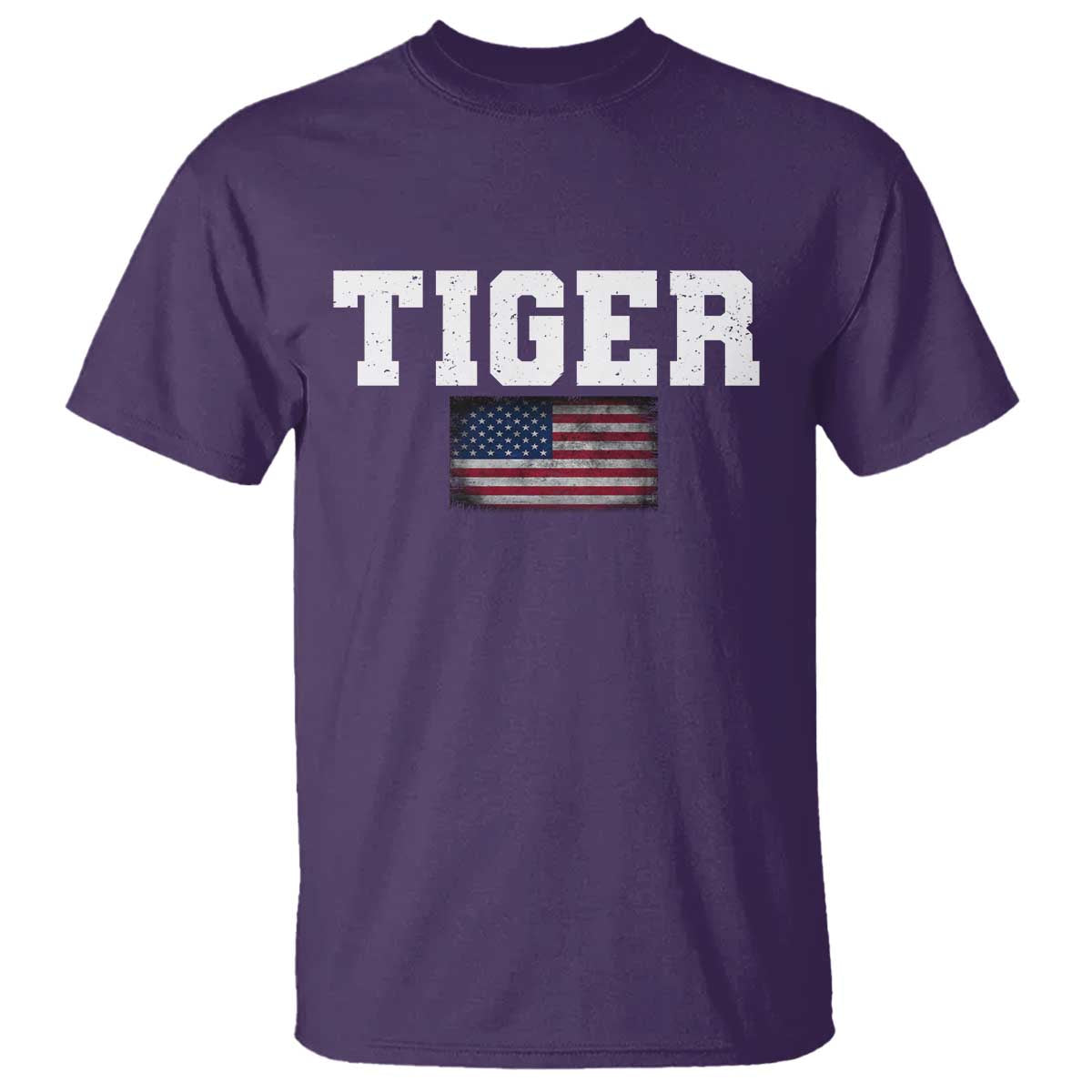 Classic Tiger T Shirt Retro Varsity Vintage Sports Team Name USA Flag TS10 Purple Print Your Wear