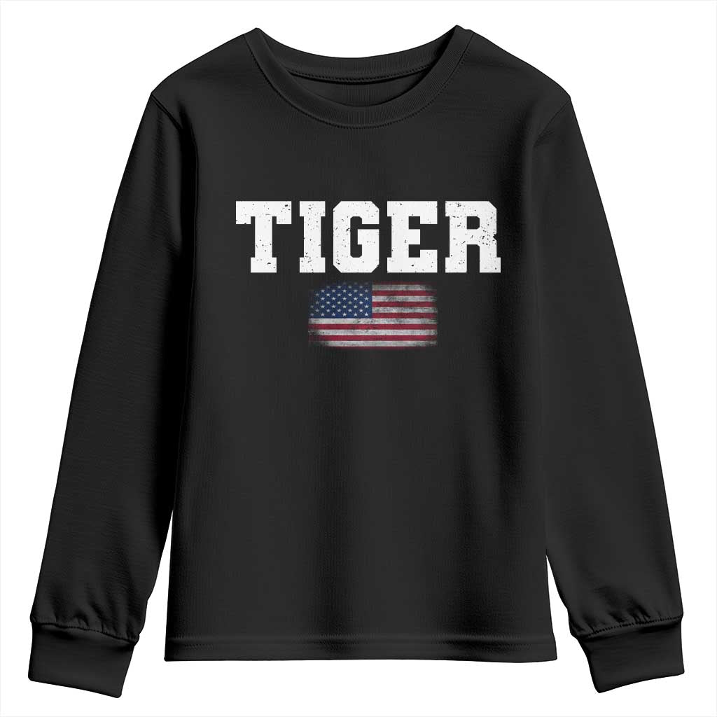 Classic Tiger Youth Sweatshirt Retro Varsity Vintage Sports Team Name USA Flag TS10 Black Print Your Wear