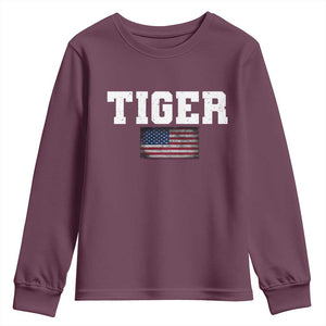 Classic Tiger Youth Sweatshirt Retro Varsity Vintage Sports Team Name USA Flag TS10 Maroon Print Your Wear