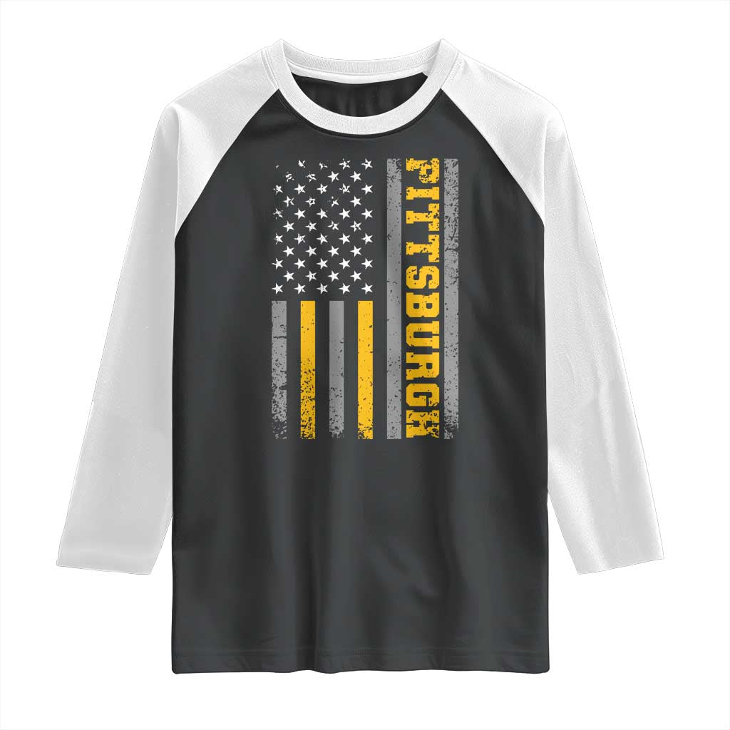 PFS Game Day Raglan Shirt Retro Vintage USA Flag Patriotic American TS10 Black White Print Your Wear