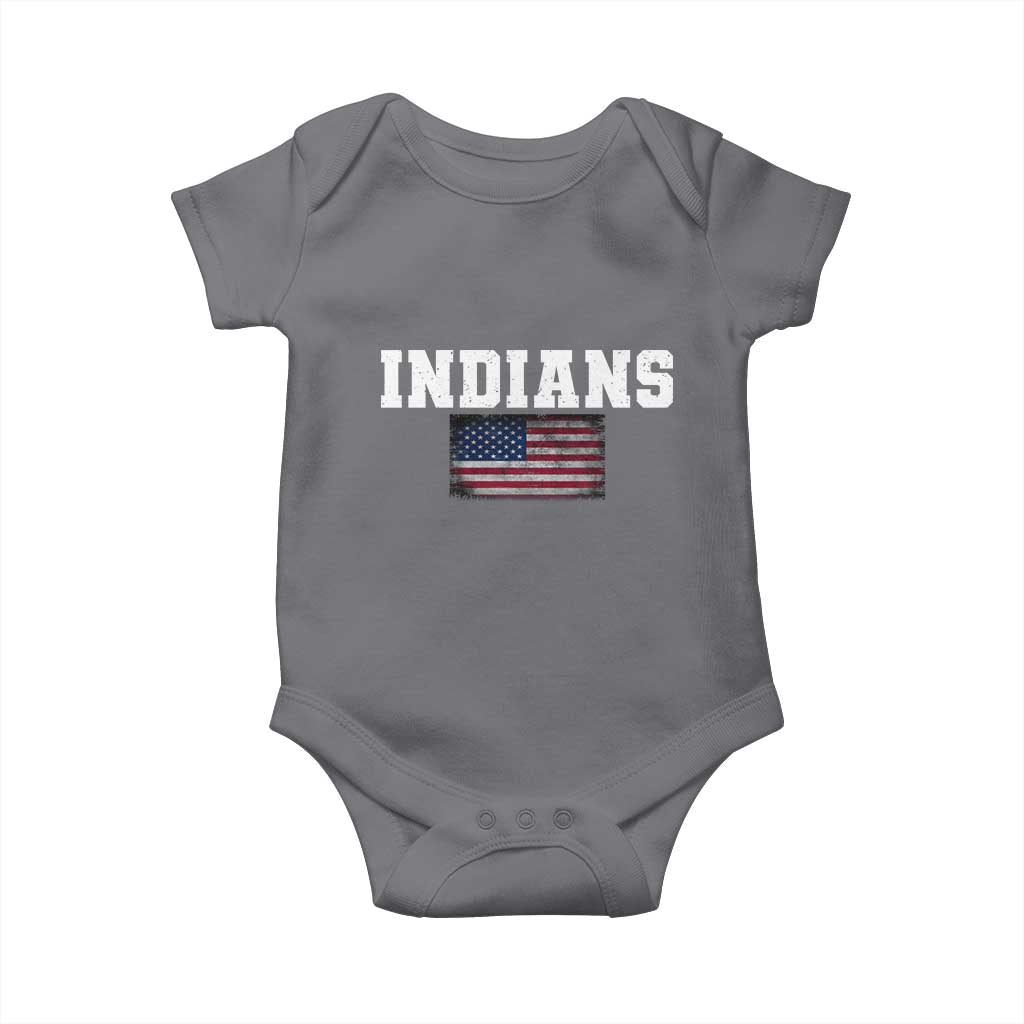 Classic Indians Baby Onesie Retro Varsity Vintage Sports Team Name USA Flag TS10 Charcoal Print Your Wear