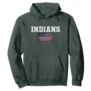 Classic Indians Hoodie Retro Varsity Vintage Sports Team Name USA Flag TS10 Dark Forest Green Print Your Wear