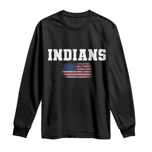 Classic Indians Long Sleeve Shirt Retro Varsity Vintage Sports Team Name USA Flag TS10 Black Print Your Wear