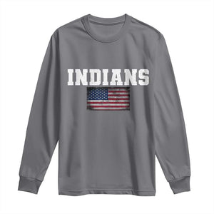 Classic Indians Long Sleeve Shirt Retro Varsity Vintage Sports Team Name USA Flag TS10 Charcoal Print Your Wear