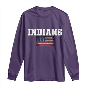 Classic Indians Long Sleeve Shirt Retro Varsity Vintage Sports Team Name USA Flag TS10 Purple Print Your Wear