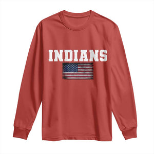 Classic Indians Long Sleeve Shirt Retro Varsity Vintage Sports Team Name USA Flag TS10 Red Print Your Wear