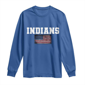 Classic Indians Long Sleeve Shirt Retro Varsity Vintage Sports Team Name USA Flag TS10 Royal Blue Print Your Wear