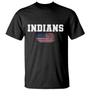 Classic Indians T Shirt Retro Varsity Vintage Sports Team Name USA Flag TS10 Black Print Your Wear