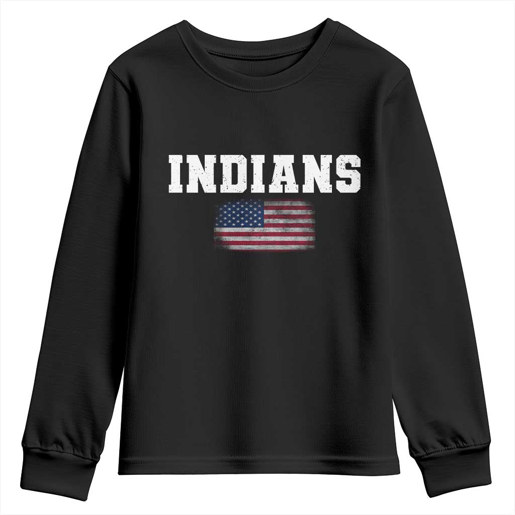 Classic Indians Youth Sweatshirt Retro Varsity Vintage Sports Team Name USA Flag TS10 Black Print Your Wear