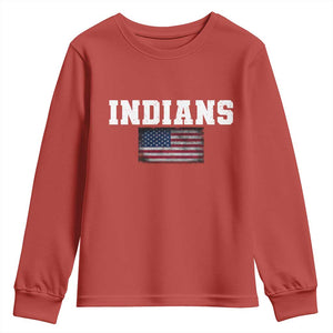 Classic Indians Youth Sweatshirt Retro Varsity Vintage Sports Team Name USA Flag TS10 Red Print Your Wear