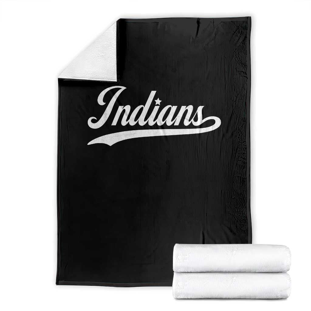 Retro Script Indians Throw Blanket Vintage Sports Team Name TS10 Black Print Your Wear