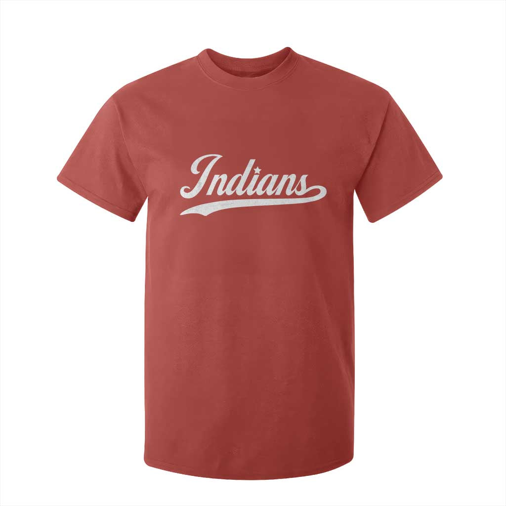 Retro Script Indians T Shirt For Kid Vintage Sports Team Name TS10 Red Print Your Wear