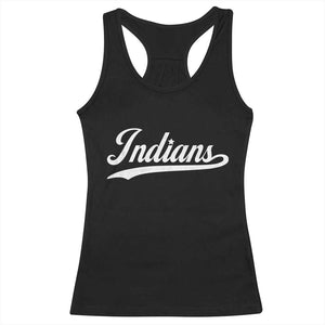 Retro Script Indians Racerback Tank Top Vintage Sports Team Name TS10 Black Print Your Wear