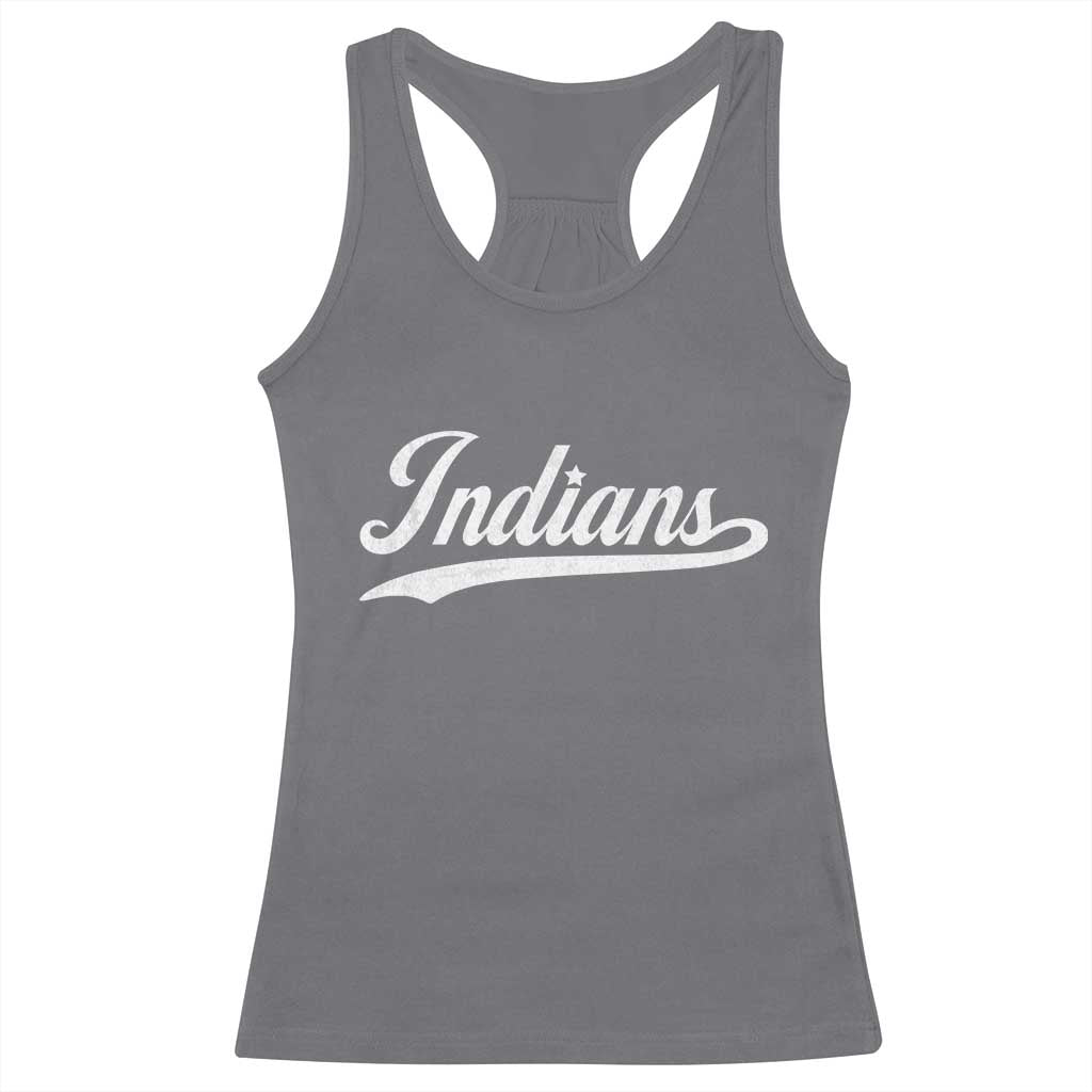 Retro Script Indians Racerback Tank Top Vintage Sports Team Name TS10 Charcoal Print Your Wear