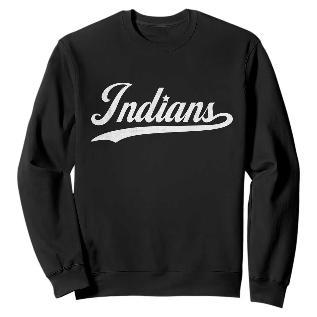 Retro Script Indians Sweatshirt Vintage Sports Team Name TS10 Black Print Your Wear