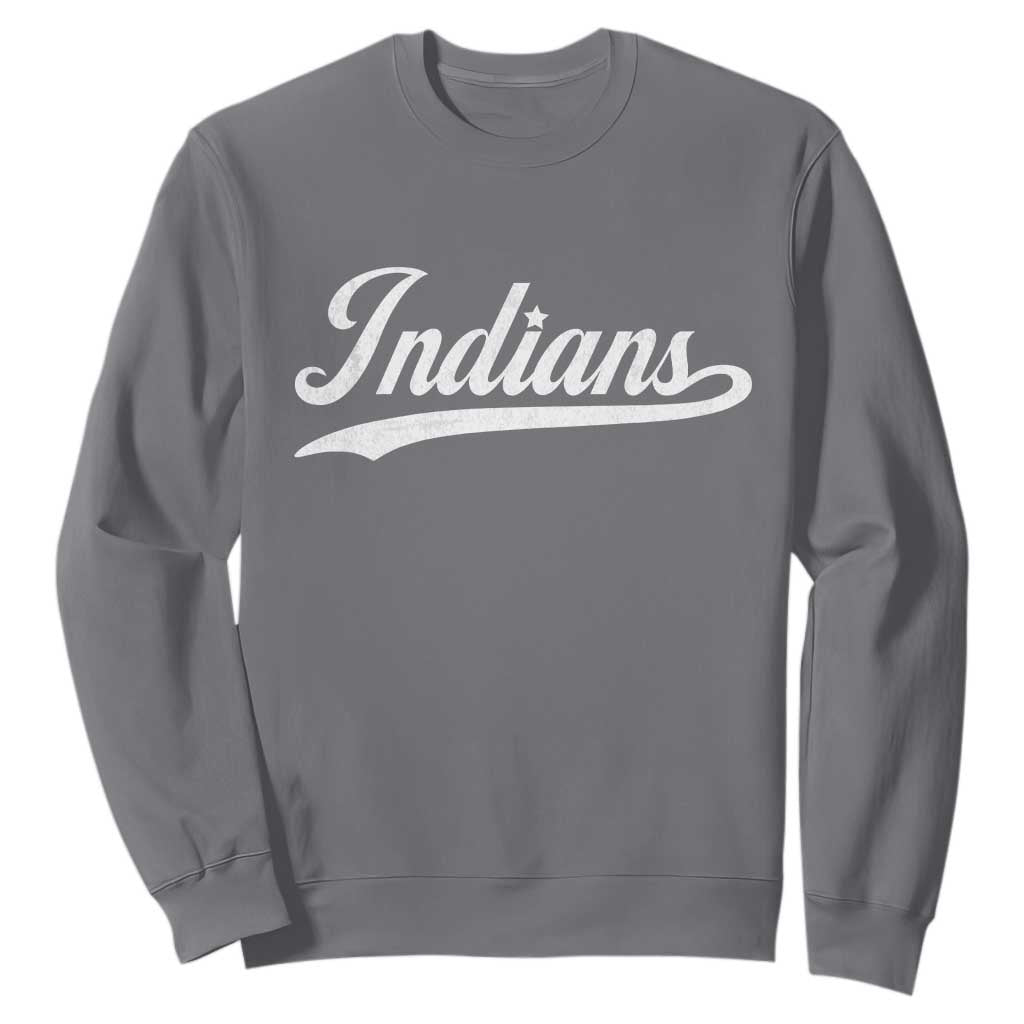 Retro Script Indians Sweatshirt Vintage Sports Team Name TS10 Charcoal Print Your Wear