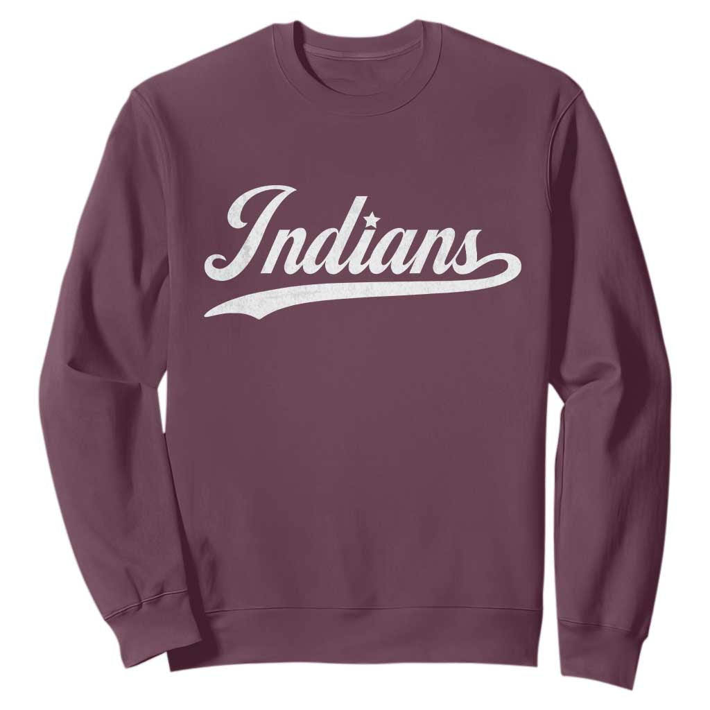Retro Script Indians Sweatshirt Vintage Sports Team Name TS10 Maroon Print Your Wear
