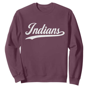 Retro Script Indians Sweatshirt Vintage Sports Team Name TS10 Maroon Print Your Wear